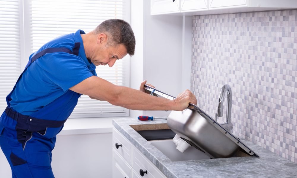 Photo Of Mature Male Workman Fixing Kitchen Sink